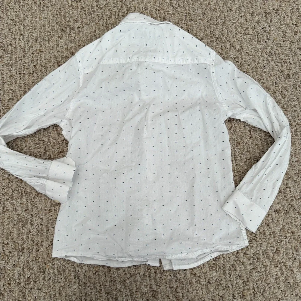 Zara Shirt Boys Sz 8‎ Printed Button Up Shirt White formal